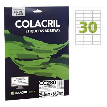 Imagem de Etiqueta Adesiva Colacril Carta CC280 25,4x66,7mm 25Fls