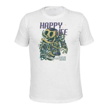 Imagem de Camiseta Plus Size Algodão Malha 30.1 Estampada Happy life - Surprass,
