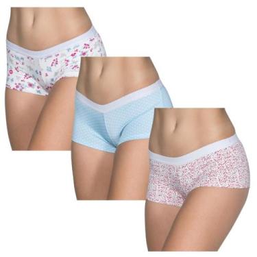 Imagem de Kit 3 Calcinhas Lingerie Cueca Short Caleçon Boxer Feminina Renda - Be