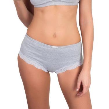 Imagem de Calcinha Gestante Pós Parto Frente Dupla em Algodão Mescla com Renda -