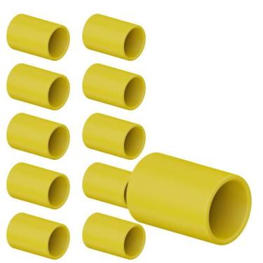 Imagem de Kit 10 Luva Pressão Emenda Para Eletrodutos TFlex PVC Amarelo Instalaç