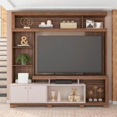 Imagem de Estante para Home Theater e TV até 70 Polegadas 2 PT Nogueira e Off Wh
