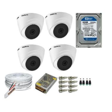 Imagem de Kit 4 Câmeras Segurança VHC 1120D Hd 720P Intelbras + cabos conectores
