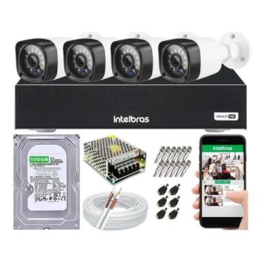 Imagem de Kit Cftv 4 Câmeras Segurança Hd 1 Mp Dvr Mhdx 1104 Intelbras