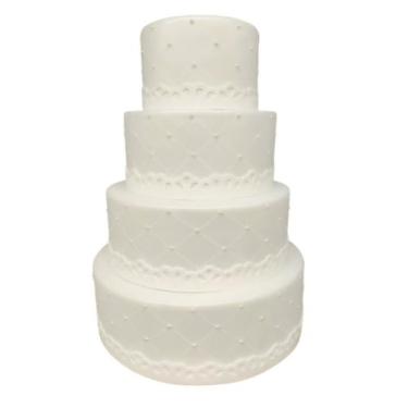 Imagem de Bolo Fake Cenográfico Casamento Aniversário Batizado Noivado Rendas - 