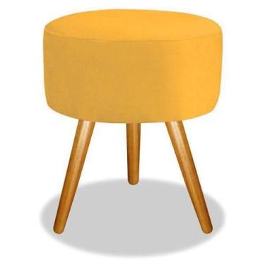 Imagem de Puff Pufe Banco Banquinho Magnus Decorativo Suede Amarelo - Decore.Com