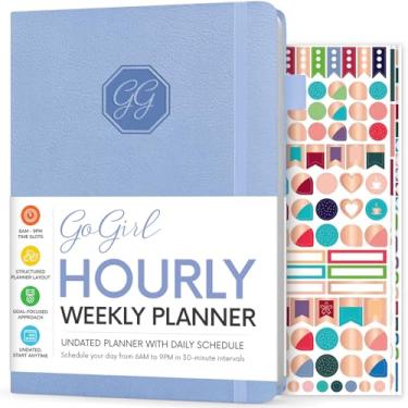 Imagem de GoGirl Agenda semanal – Planejador de trabalho e vida a hora com horários – Organizador de agenda vertical para produtividade diária, A5 (Periwinkle)