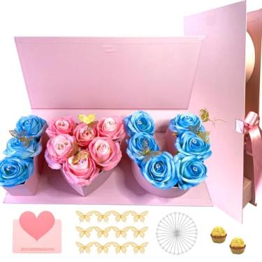 Imagem de FUBININA Caixa de presente de flores de dia dos namorados I Love You, caixa de presente preenchível em forma de carta, vazia, caixa de flores, chocolate, morango, doces, joias, embalagem para presente