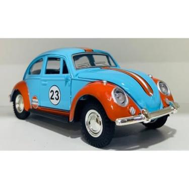 Imagem de Power Toys TECH - Miniatura Fuscão Fusquinha Versão Duas Cores: Carrinho de Ferro com Portas que Abrem e Pneus de Borracha 1:32