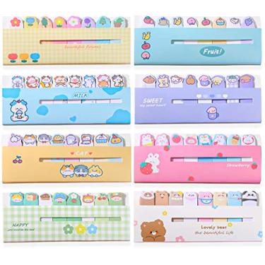 Imagem de Arcemain Bonitos Animais Plantas Alimentos Mini Notas Adesivas, 8 Estilos, Bandeiras de Desenhos Animados, Abas Autoadesivas Divertidas Post-it 120 Folhas/Pacote, para Estudantes, Marcador de Página Escola Escritório (8), 12,5 x 5 cm