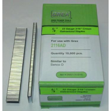 Imagem de Grex GNS21-15(D10) 22 calibre 3/16" Coroa 5/8" de comprimento, grampos galvanizados, 10.000/BX