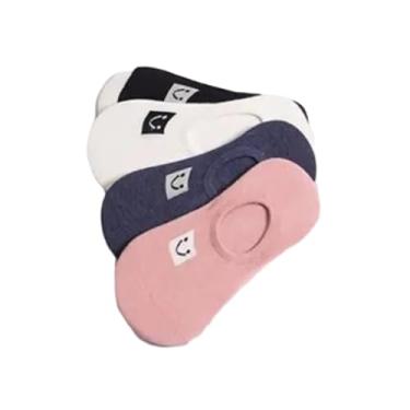 Imagem de chanstore Meias curtas para estudantes primavera e verão cor sólida tipo barco respirável invisível meias em forma de U semiocultas tipo 5 pares/bolsa