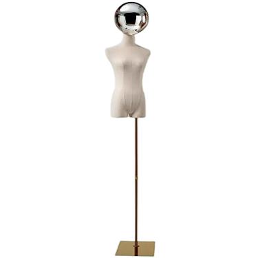 Imagem de Multiuso Manequim de criatividade Manequim de meio corpo Corpo de manequim feminino com suporte de metal Cabeça de bola galvanizada Design para exibição de artesanato Janela