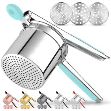 Imagem de Zulay Kitchen Espremedor de batata grande premium de 15 onças, espremedor de batatas profissional de aço inoxidável resistente e ferramenta de cozinha espremedor, aparelho de cozinha para pr