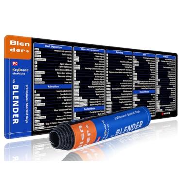 Imagem de excovip Tapete de rato de atalho para liquidificador, 79,8 x 29,7 x 0,2 cm, folha de referências, grande, tapete de rato para PC, escritório, planilha, teclado, atalho, tapete de rato com borda