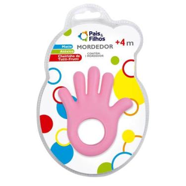 Imagem de Mordedor Maozinha Rosa Macio Para Bebê Cheiroso Tutti Frutti - Pais e 