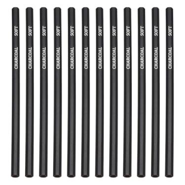 Imagem de PATIKIL Lápis de carvão para desenhar, 12 lápis de desenho para esboçar, lápis de arte, madeira de carvão para desenhar, esboçar artistas, carvão macio