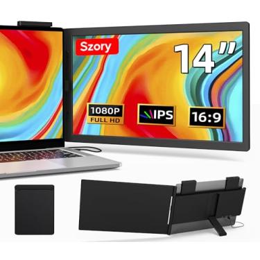Imagem de Armazém Brasil, Extensor de tela portátil, 14" 1080P Dual Screen, Monitor portátil de rotação de 250 ° para laptop, Travel Display para laptop 14-17 '' com porta USB-C/HDMI, Plug & Play