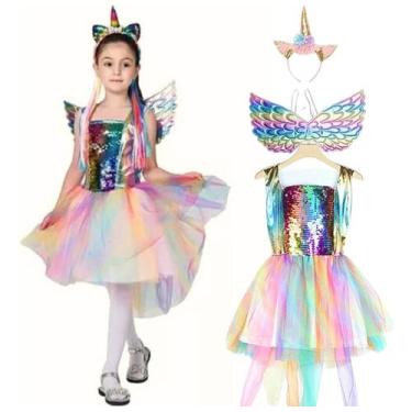 Imagem de Fantasia Infantil Unicórnio Vestido Menina Carnaval Festa - Fantasiand