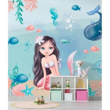 Imagem de Papel de Parede Infantil Sereia - AloPapers, 3,00m de largura, 2.00m d
