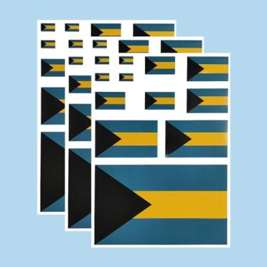 Imagem de Ruoming Ruoming Conjunto de adesivos da bandeira nacional, vários tamanhos, 3 folhas (Bahamas)