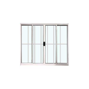 Imagem de Janela 4 Folhas Com Grade 100X120 Alumínio Branco Linha Esmeralda - Br