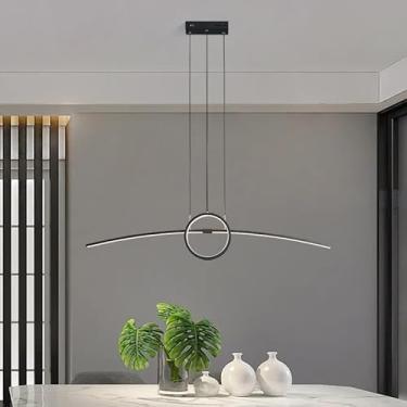 Imagem de Regulável Moderno Pingente LED Lustres Lâmpada AC110-240V Ouro/Cromado Pendurado Lustre Luzes para Sala de Jantar Decoração de Quarto de Cama Cozinha Loja Luminária (Preto)