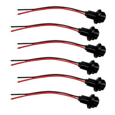 Imagem de DXNQ Conector de plugue de chicote de extensão T10 de 6 peças, base de soquete de lâmpada de instrumento de carro 194 com chicote de fios de 11 cm, soquete de luz traseira suporte de lâmpada de