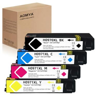 Imagem de Aomya Cartucho de tinta 971XL 970XL de substituição HP 970 971 pacote combo para impressoras Officejet Pro X551dw X576dw X476dw X476dn X451dn X451dw (pacote com 4)