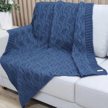 Imagem de Manta Trico Decorativa Sofa 120x150cm Usufruto Tricot cod001 Cor:BLUE