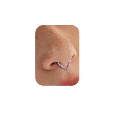 Imagem de BodyBonita Anéis de septo em forma de lágrima de opala 16G - G23 anéis de nariz articulados de titânio argolas septo clicker joias concha daith helix piercing cartilagem brinco para mulheres homens