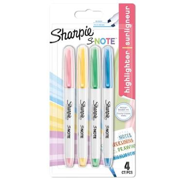 Imagem de Sharpie Canetas marcadoras de cores criativas S-Note | Caneta iluminadora para escrever, desenhar e mais | Cores pastel sortidas | Ponta cinzel | 4 unidades