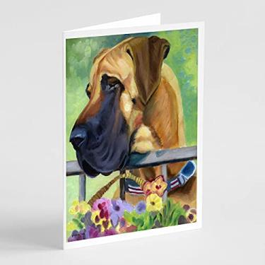 Imagem de Caroline's Treasures 7311GCA7P Great Dane Oars Naturais Fawn in Flowers Cartões de felicitações e Envelopes Pacote com 8, 7 x 12, multicolorido