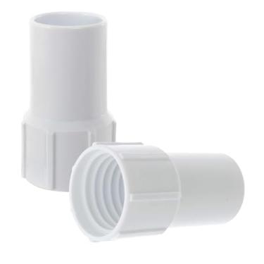 Imagem de Pacote com 2 manguito de mangueira de piscina de plástico ABS de 3,8 cm para piscina em espiral - conecta a cabeça do aspirador à entrada do escumador a vácuo, branca