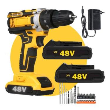 Imagem de Parafusadeira Furadeira Eletrica chave de impacto 48v Bivolt Maleta 2 