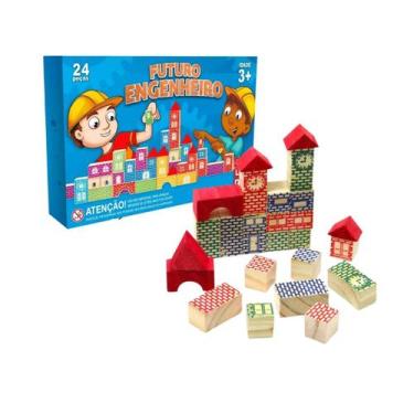 Imagem de Blocos De Montar De Engenheiro 24 Peças Infantil Educativo - PAIS E FI