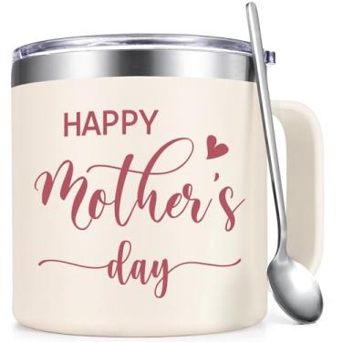 Imagem de Gtmileo Presentes felizes de dia das mães para mãe, caneca de café com isolamento térmico de 400 ml, caneca de café para mamãe presentes de filha filho, aniversário para mamãe, nova mãe, mãe, mulheres