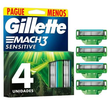 Imagem de Gillette Mach3 Sensitive Carga para Aparelho de Barbear para Pele Sensível 4 Unidades