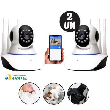 Imagem de Kit 2 Câmeras Robozinho Wifi Babá Eletrônica Áudio App Yosee