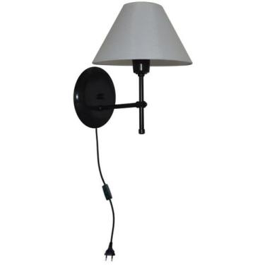 Imagem de Arandela De Parede em T cúpula de algodão Branco ou Preto com fio para