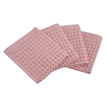 Imagem de Conjunto de 4 toalhas de cozinha Waffle 100% algodão – Toalhas de prato absorventes de secagem rápida, toalhas de chá (rosa pó, 33 x 33 polegadas)