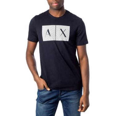 Imagem de Camiseta Armani Exchange ax com logotipo de gola redonda para homens - azul marinho