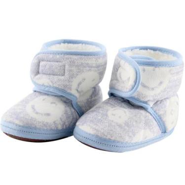 Imagem de Pantufa Sapato Infantil Bebê 0 a 12 Meses Forrada Com tiras autocolant