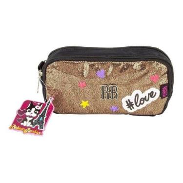 Imagem de Estojo Escolar Duplo Rebecca Bonbon Glow Glitter RB9138 - oem, BRONZE