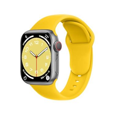Imagem de DONEGANI Pulseira esportiva feminina C1D Ultra 2 de 49 mm, série 10 de 46 mm, 9 8 7 45 mm e 41 mm, SE 6, 5, 4, 44 mm e 40 mm, 3 2 1 42 mm 38 mm iWatch, pulseira masculina de silicone amarelo limão