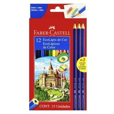 Imagem de Lápis de Cor 12 Cores + 3 EcoLápis Grafite Faber Castell - Faber-Caste