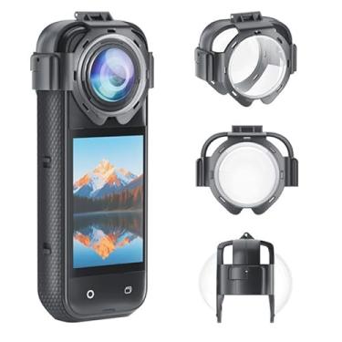 Imagem de Coyktonty Protetores de lente/capa protetora de vidro óptico de encaixe para Insta360 X5,9H Dureza alta transmitância, à prova d'água à prova de poeira