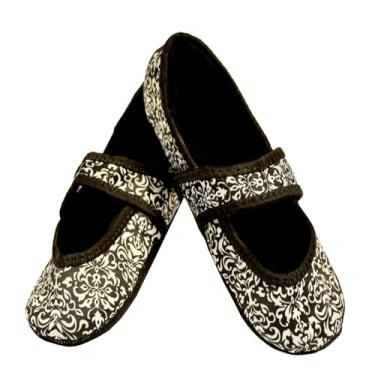 Imagem de Nufoot Sapatos femininos Betsy Lou Fuzzies, rasteirinhas dobráveis e flexíveis, meias pantufas, chinelos de viagem e sapatos de exercícios, sapatos de dança, meias de ioga, sapatos para casa, chinelos para ambientes internos, GG, meia-noite