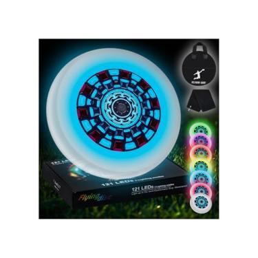 Imagem de ZhaoJum Disco voador de 49 LEDs com 16 milhões de cores RGB, 3 modos + recarregável + à prova d'água + 175 g, esportes legais e atividades ao ar livre para parques/acampamento/praia/quintais