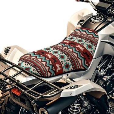 Imagem de Dreaweet Capa de assento de quadriciclo de cavalo tribal asteca à prova d'água universal quatro rodas acessórios ATV compatível com Polaris Sportsman 570 450 850, Polaris Scrambler 400 500 850 1000
